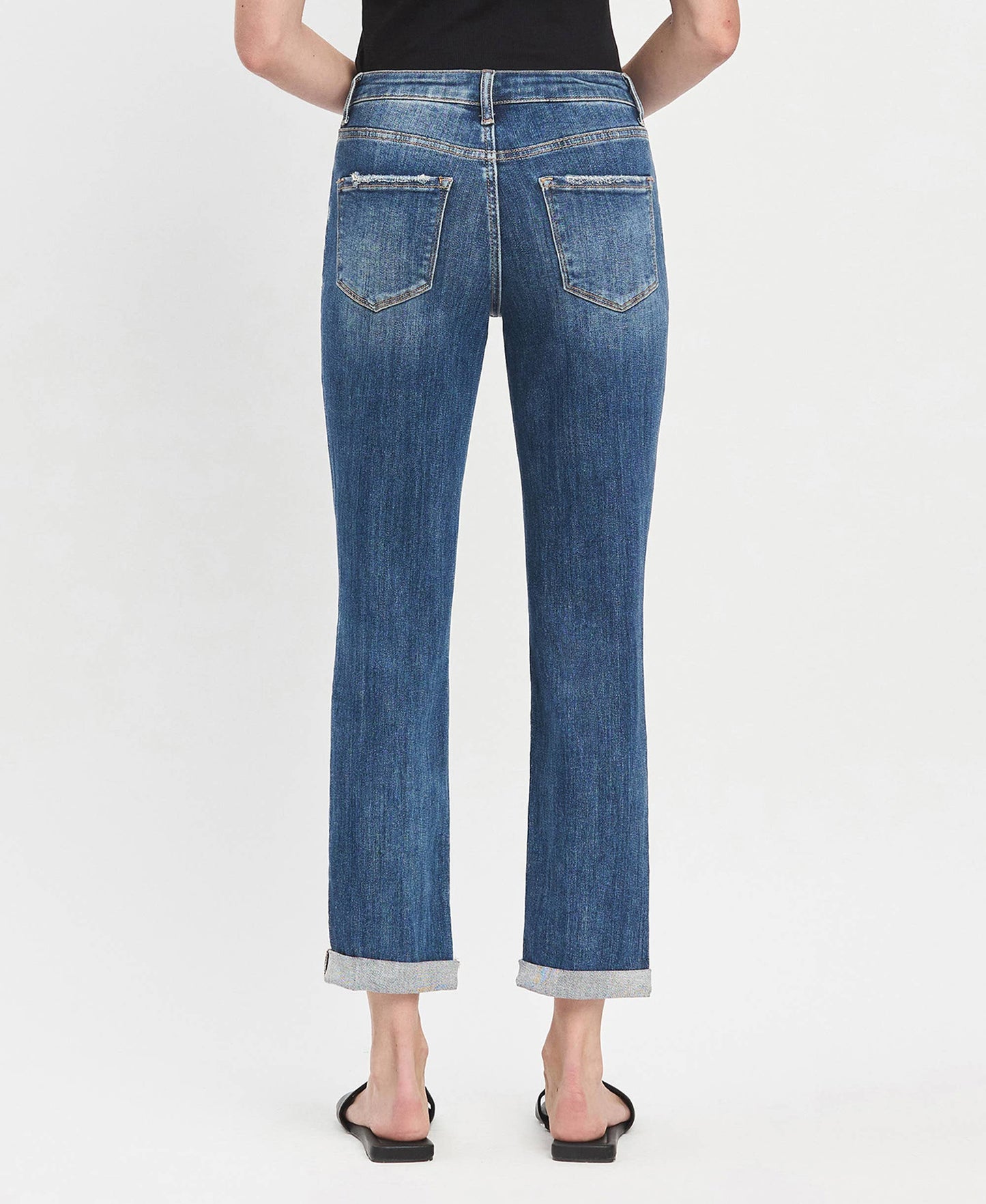 Lovervet by VERVET High Rise Double Cuffed Boyfriend Jeans