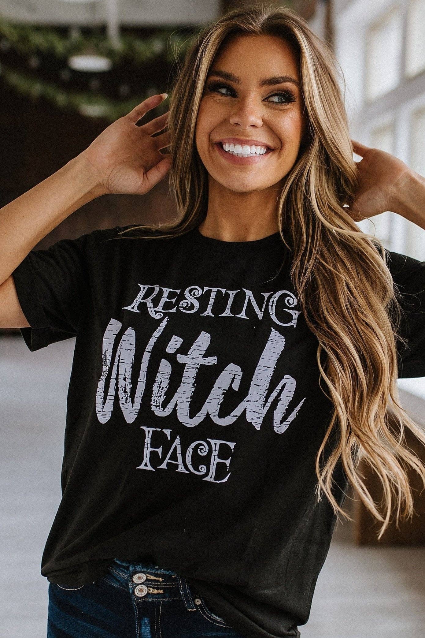 Resting Witch Face Graphic Tee – Bold & Whimsical Style