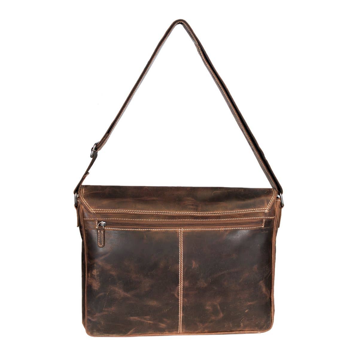 Buffalo Leather Laptop Bag – Spacious with Double Magnetic Flap Closure