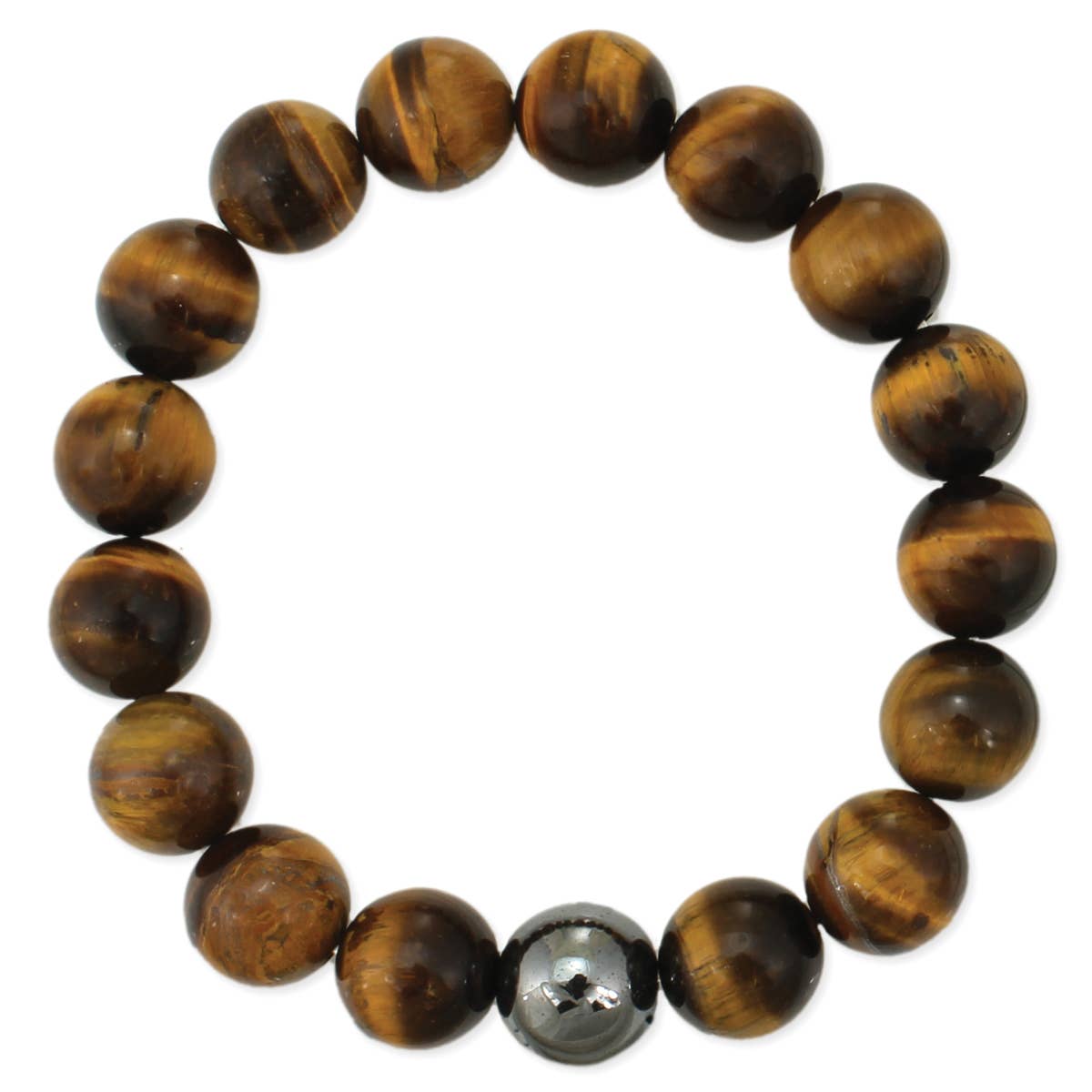 Men’s Tiger Eye Stretch Bracelet with Hematite Accent