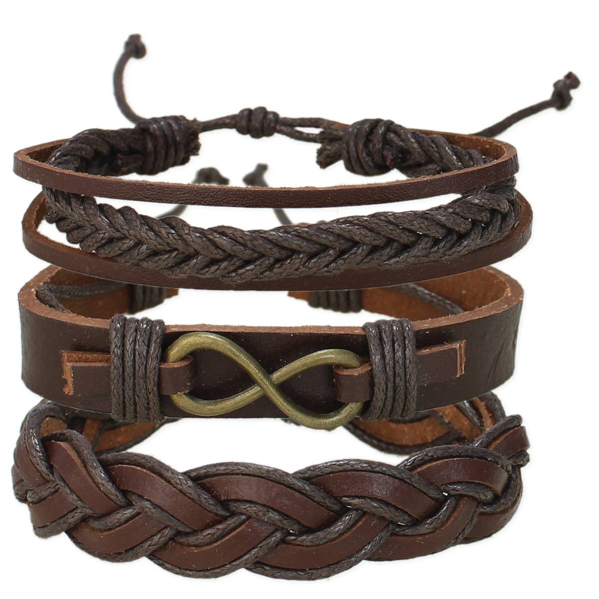 Brown Vegan Leather Braided Bracelet