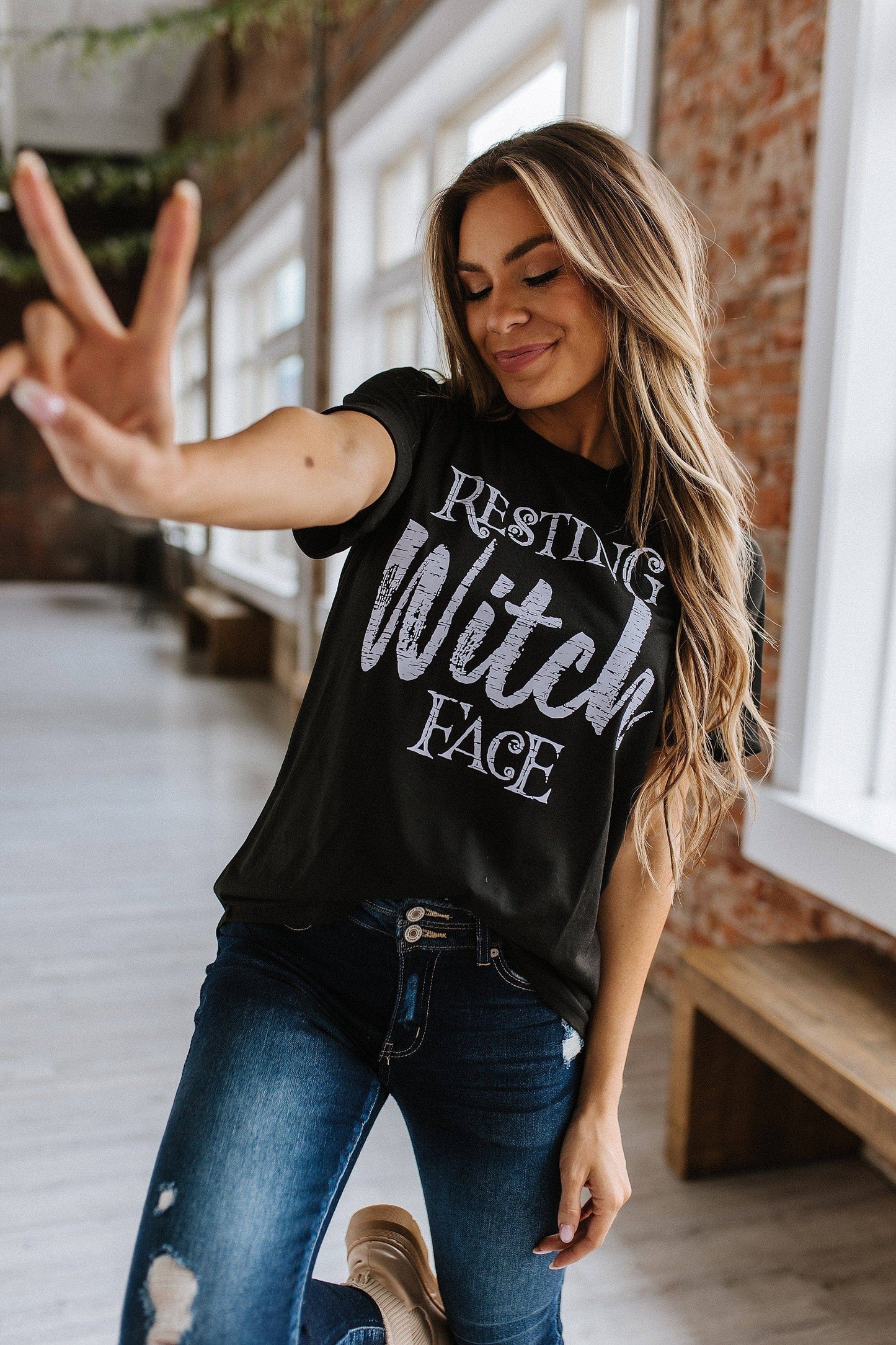 Resting Witch Face Graphic Tee – Bold & Whimsical Style