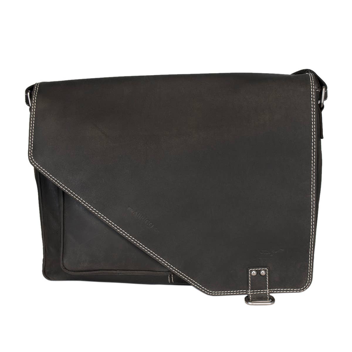 Buffalo Leather Laptop Bag – Spacious with Double Magnetic Flap Closure