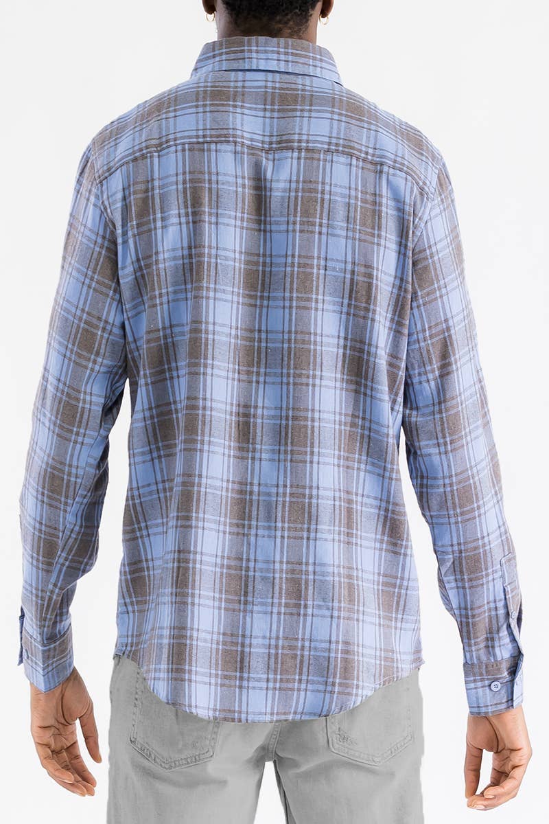Plaid Checkered Flannel Shirt – Classic Button-Up with Chest Pockets