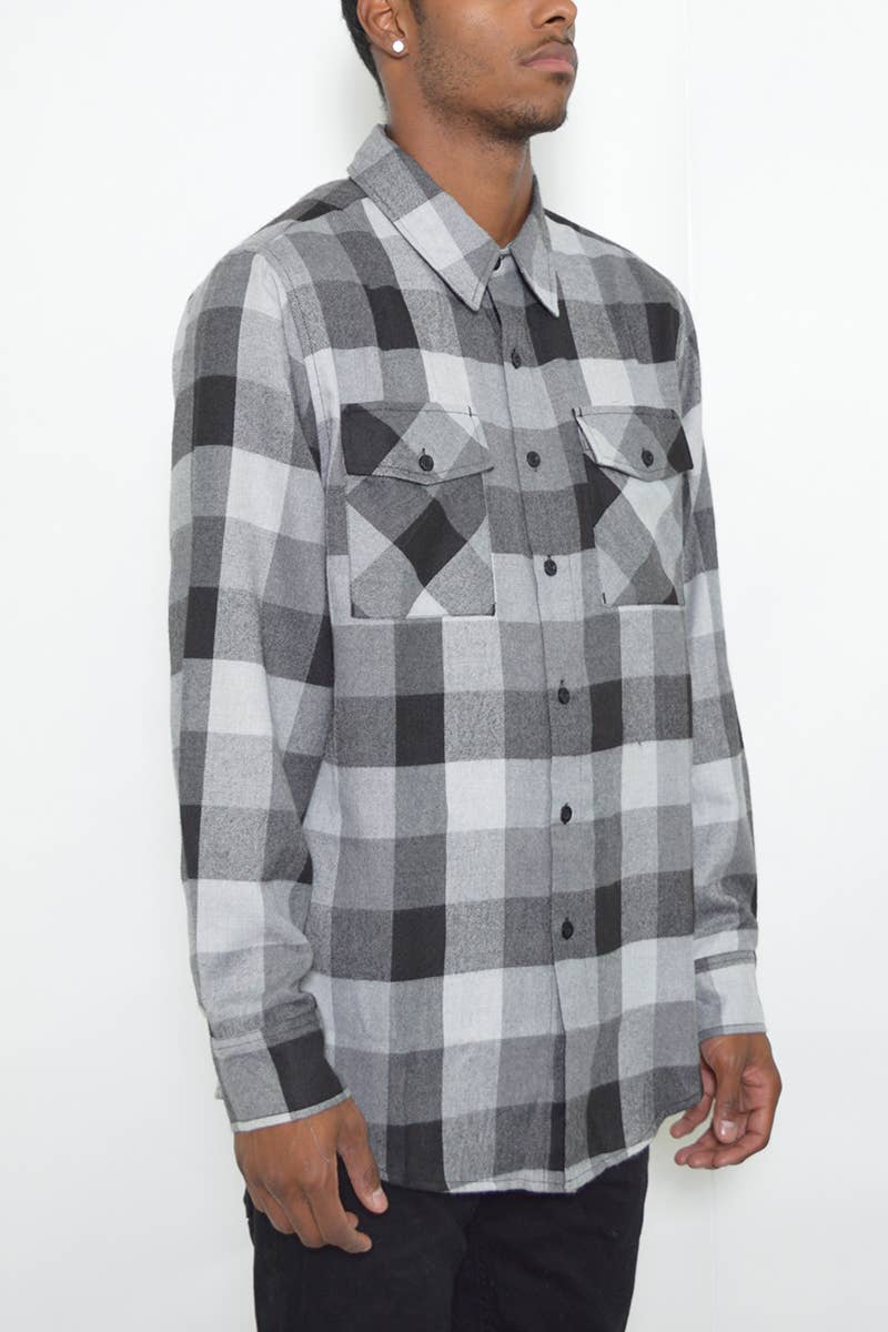Full Checkered Long Sleeve Flannel Button Shirt