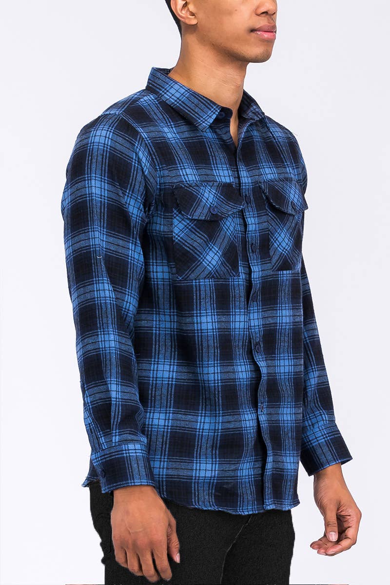 Full Checkered Long Sleeve Flannel Button