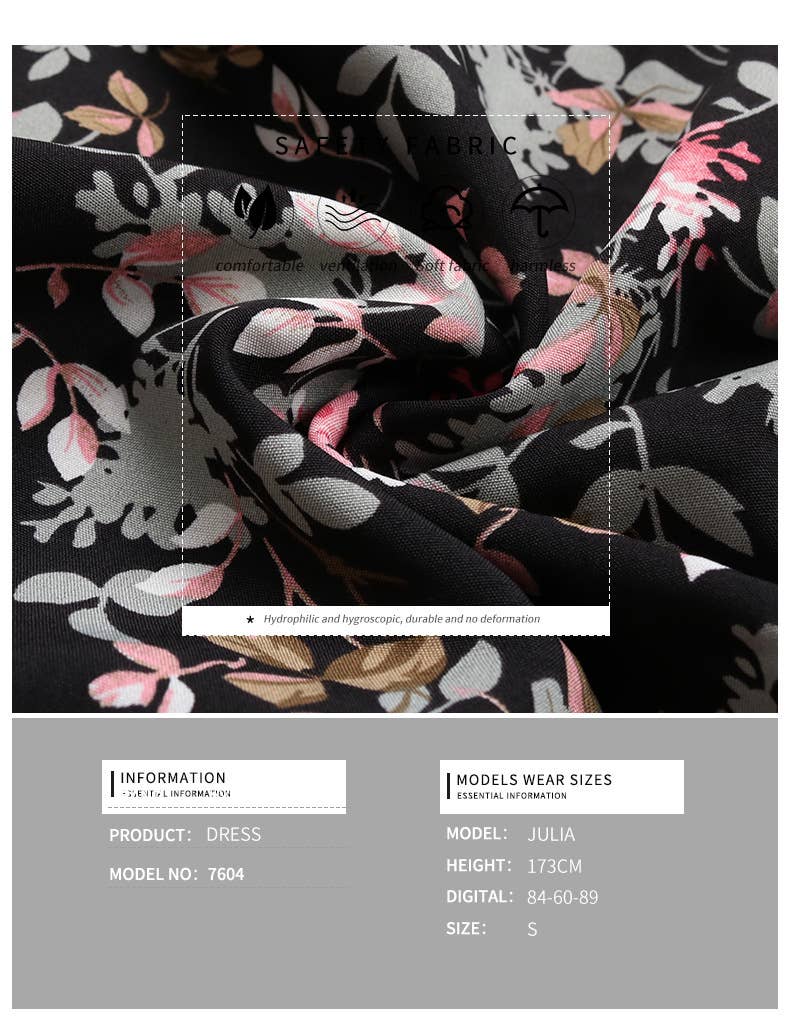 Long Sleeve V-Neck Floral Dress