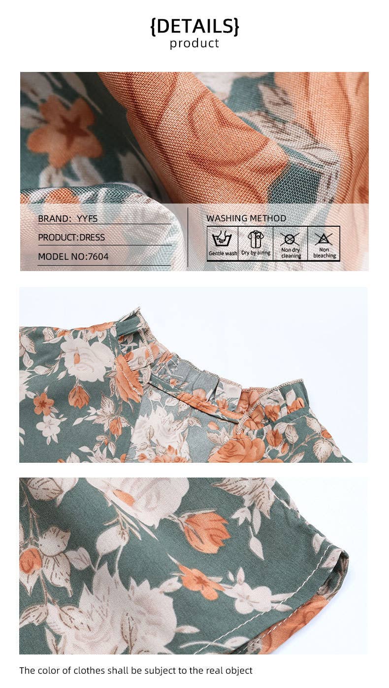 Long Sleeve V-Neck Floral Dress