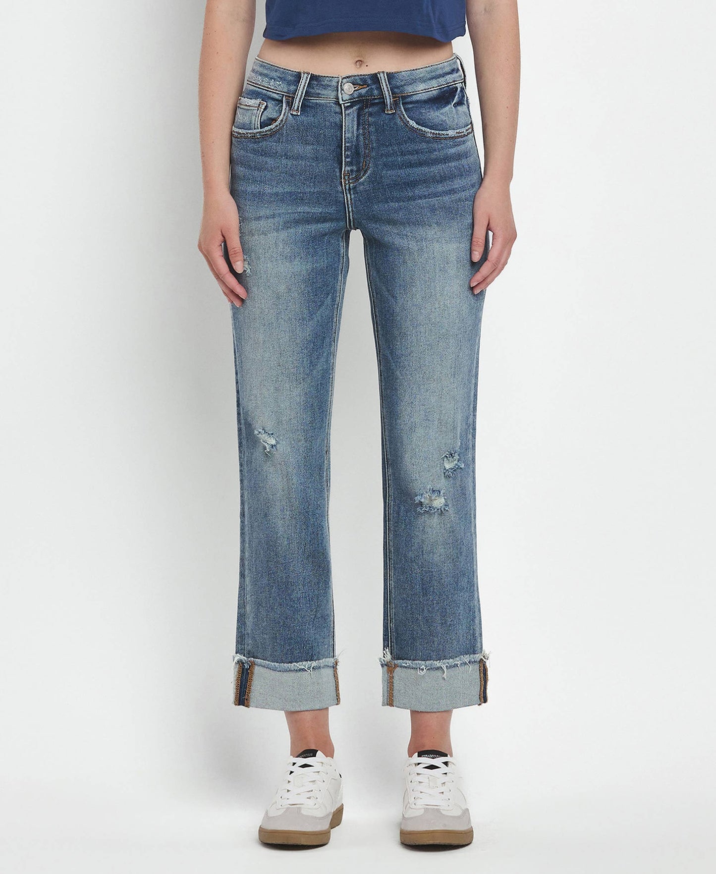 Lovervet by Vervet High Rise Cuffed Straight Jeans