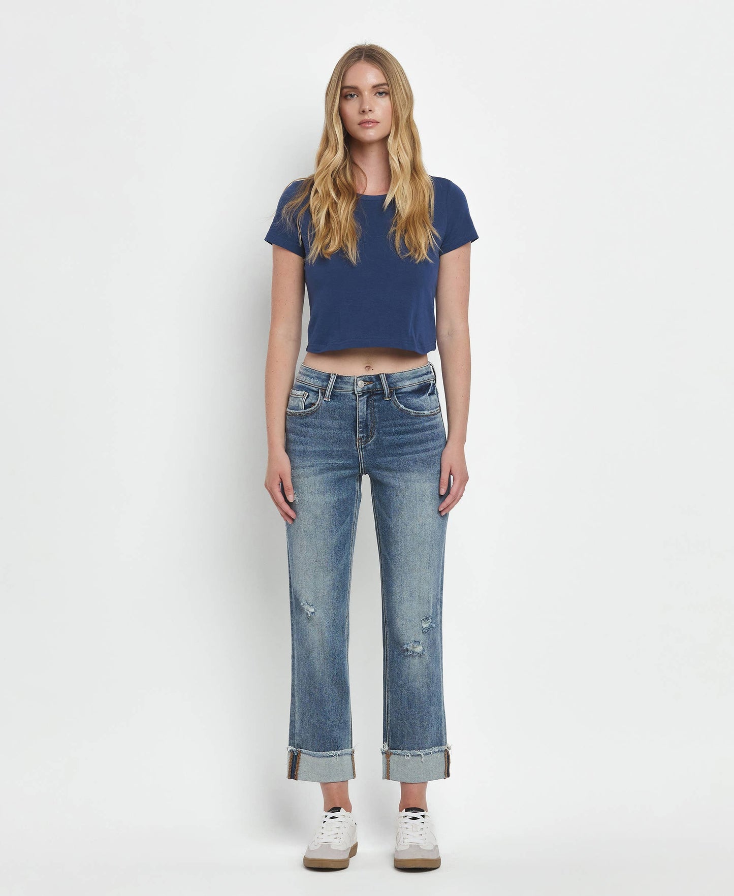 Lovervet by Vervet High Rise Cuffed Straight Jeans