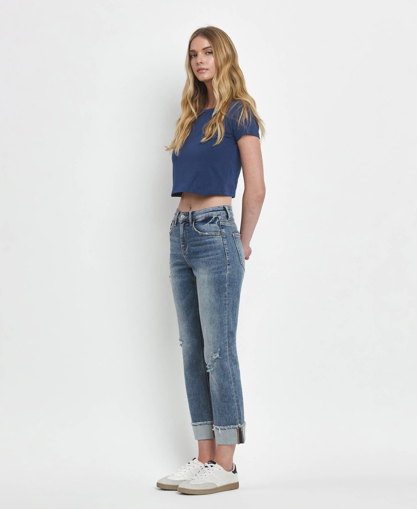 Lovervet by Vervet High Rise Cuffed Straight Jeans