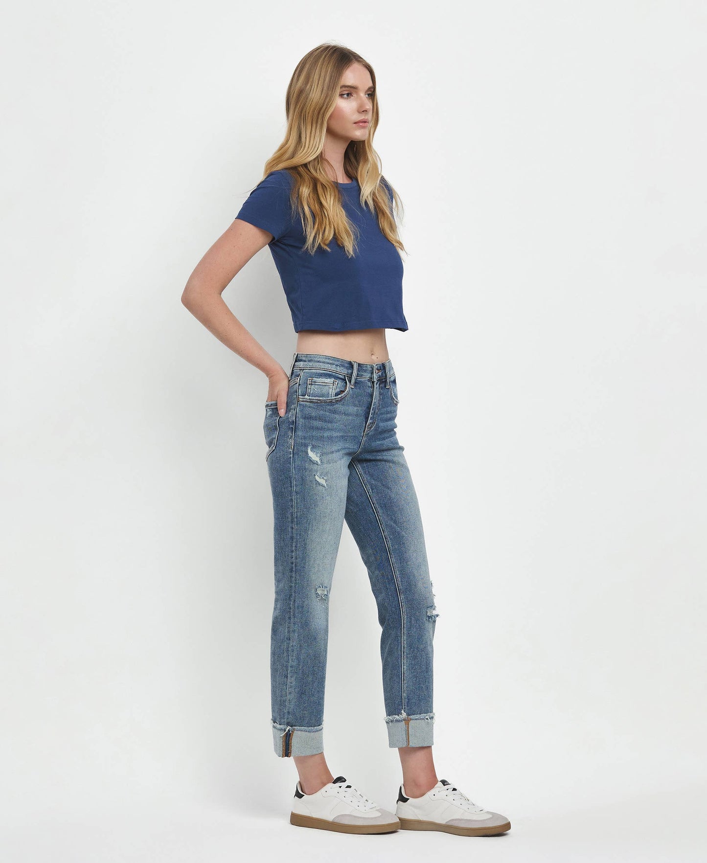 Lovervet by Vervet High Rise Cuffed Straight Jeans