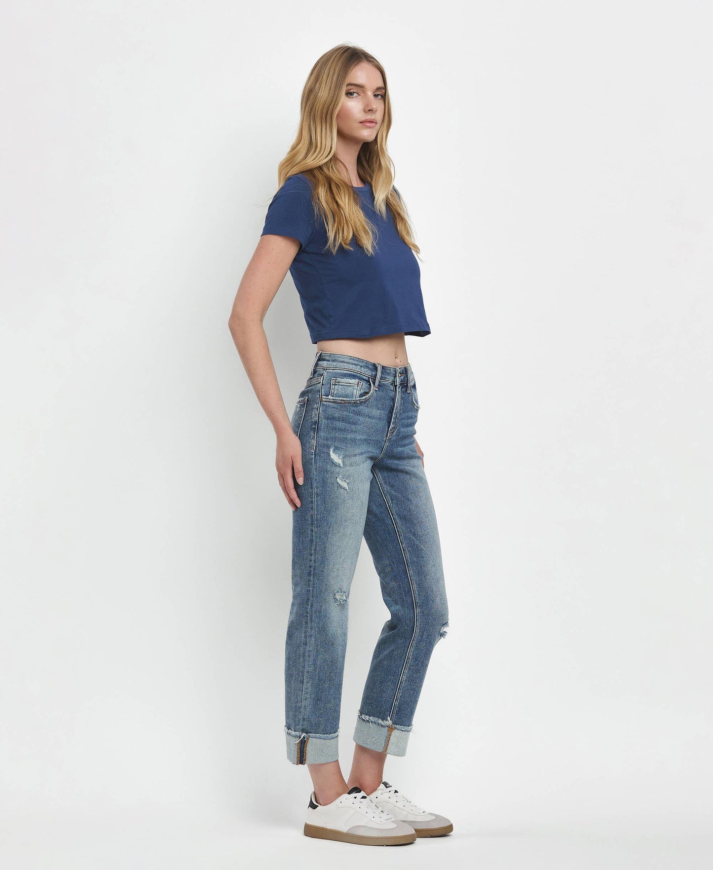 Lovervet by Vervet High Rise Cuffed Straight Jeans