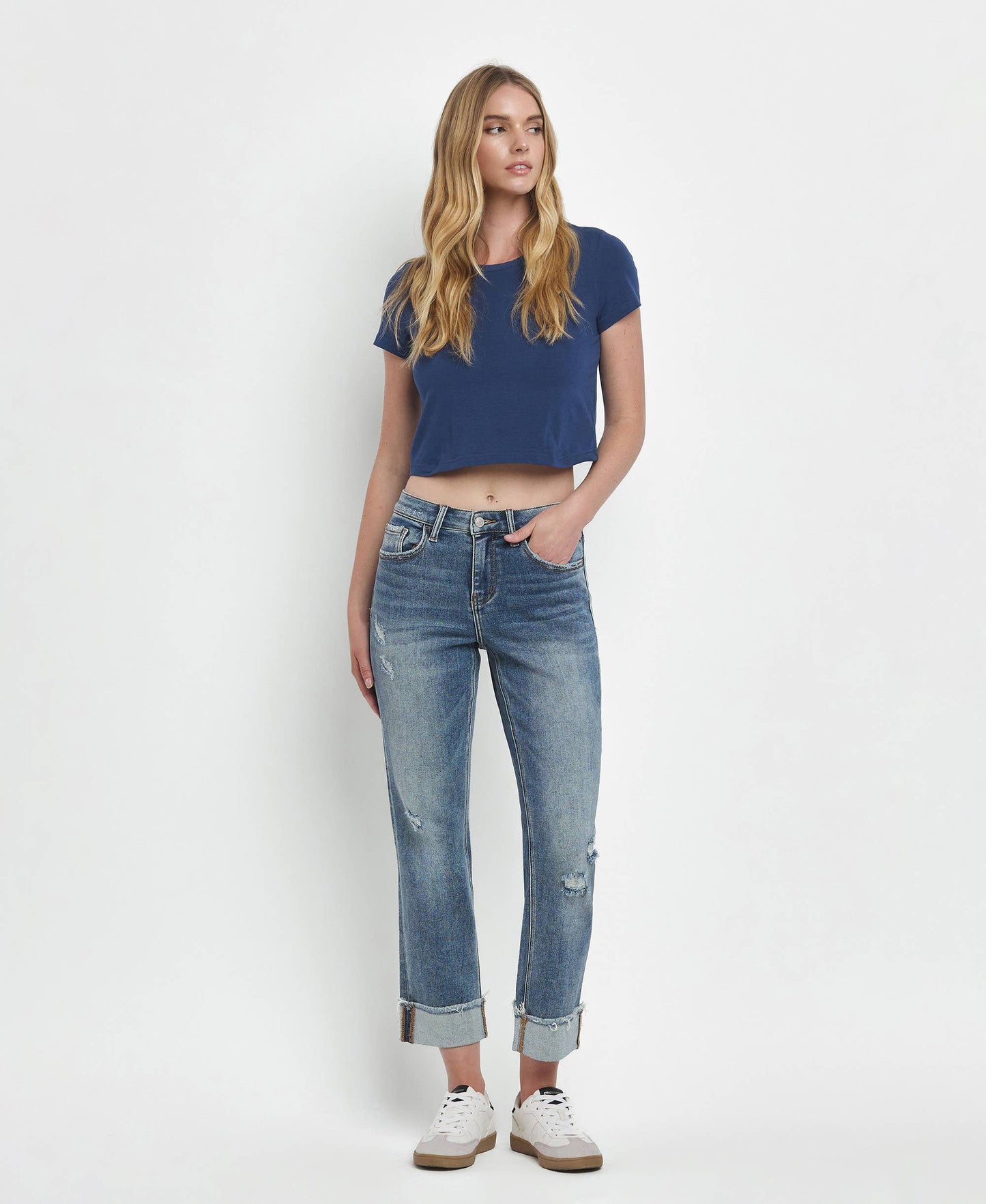 Lovervet by Vervet High Rise Cuffed Straight Jeans