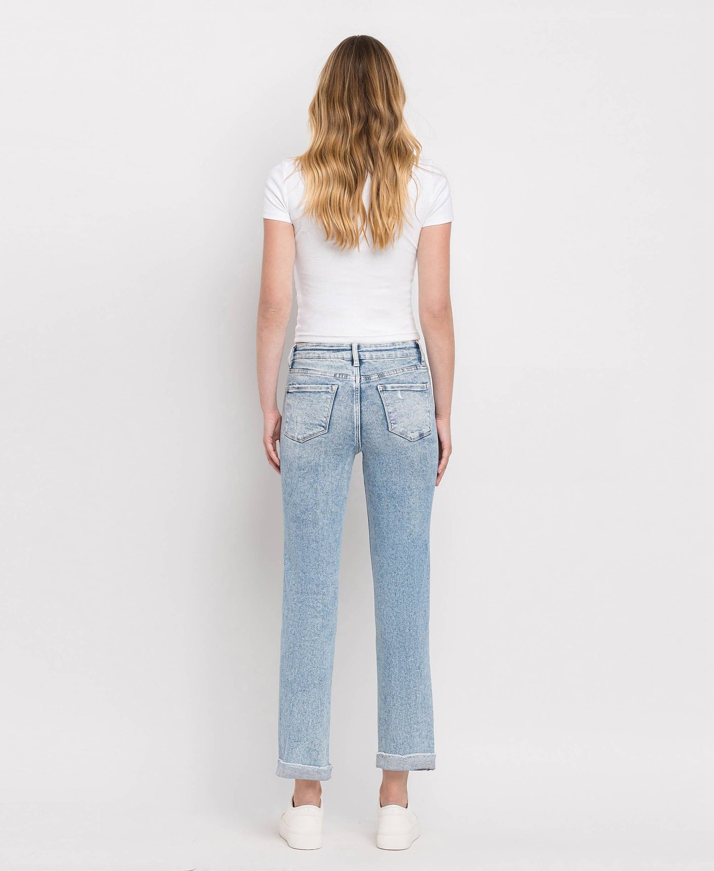 Lovervet by Vervet Tummy Control High Rise Cuff Slim Straight Jeans