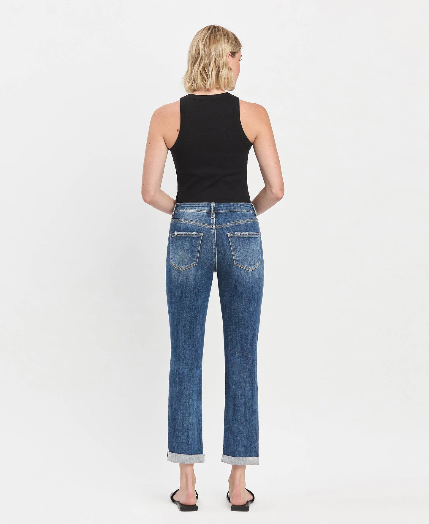 Lovervet by VERVET High Rise Double Cuffed Boyfriend Jeans