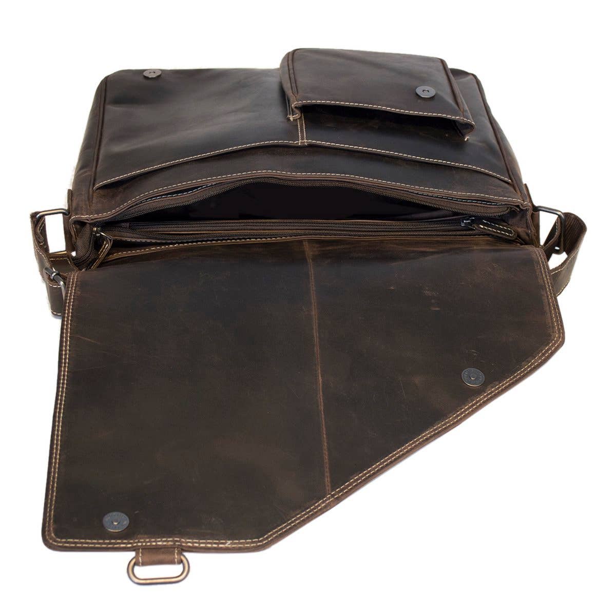 Buffalo Leather Laptop Bag – Spacious with Double Magnetic Flap Closure