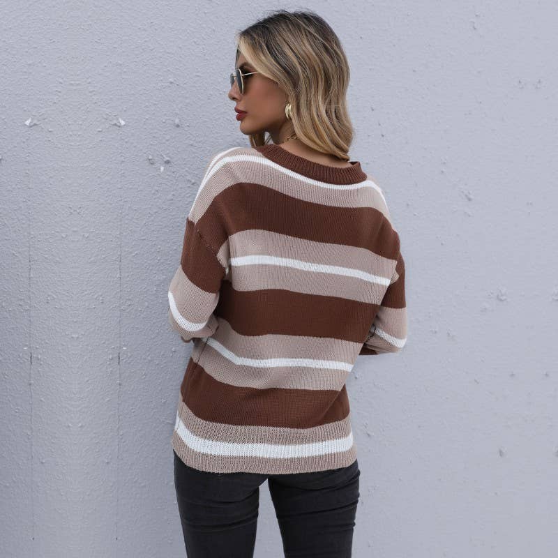 Casual Baggy Striped Sweater - Clearance Sale