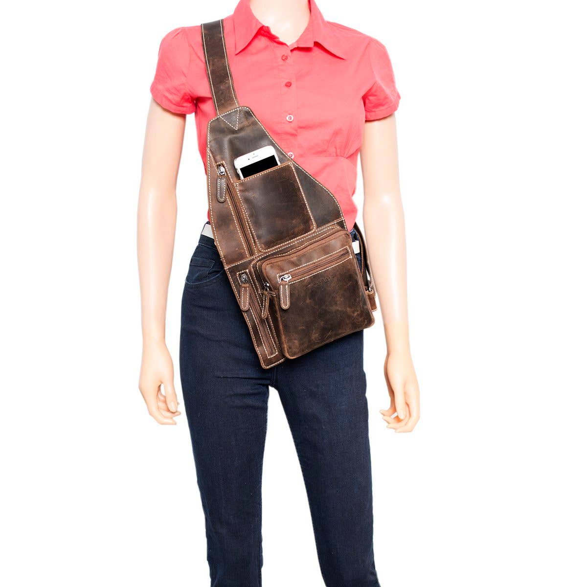Buffalo Leather Crossbody Shoulder Bag