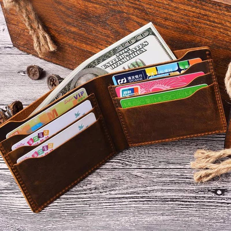 Genuine Leather Bifold Wallet – Cowhide Leather