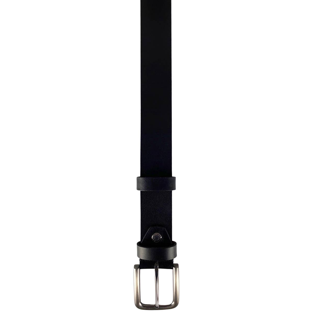 Italian Leather Black Belt with Silver Buckle