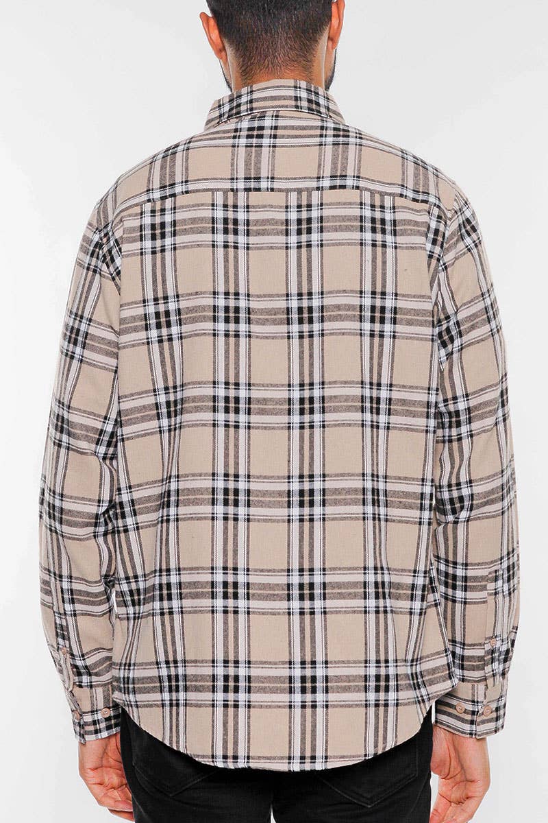 Plaid Checkered Flannel Shirt – Classic Button-Up with Chest Pockets