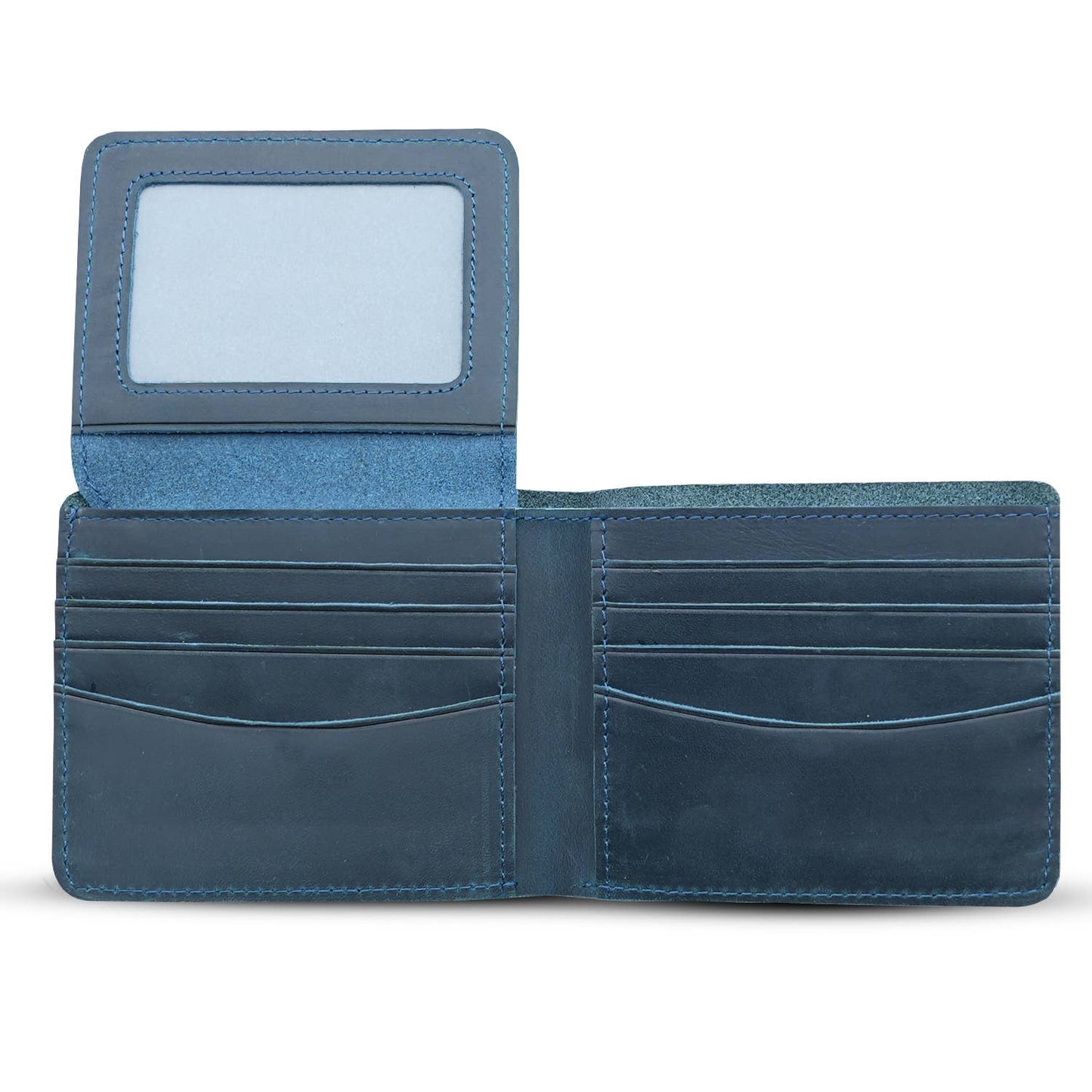 Men’s Leather Bifold Wallet – Top Grain Leather with Flap Out ID Holder