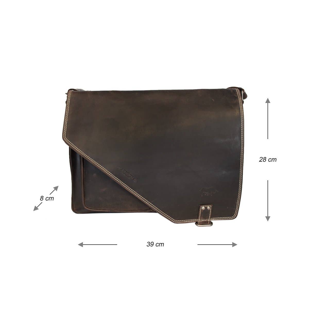Buffalo Leather Laptop Bag – Spacious with Double Magnetic Flap Closure