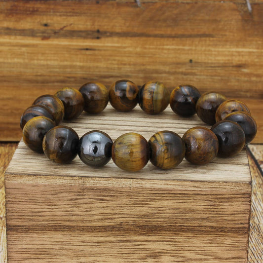 Men’s Tiger Eye Stretch Bracelet with Hematite Accent