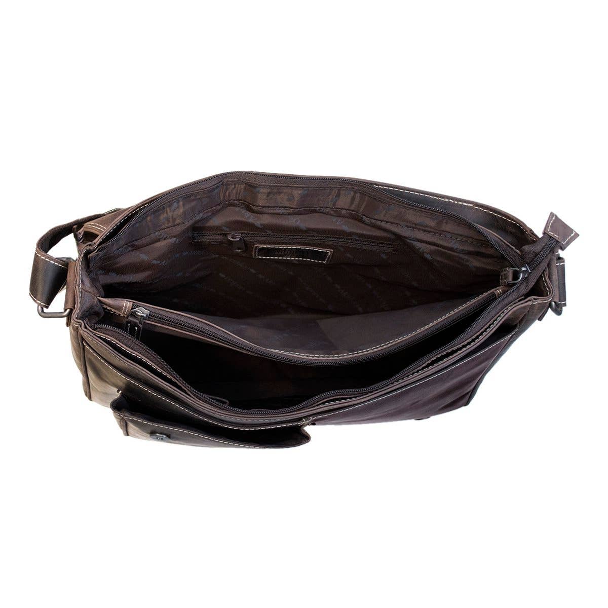 Buffalo Leather Laptop Bag – Spacious with Double Magnetic Flap Closure