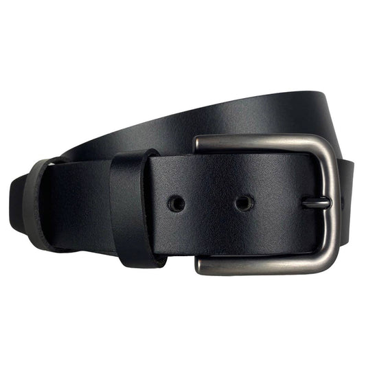Italian Leather Black Belt with Silver Buckle