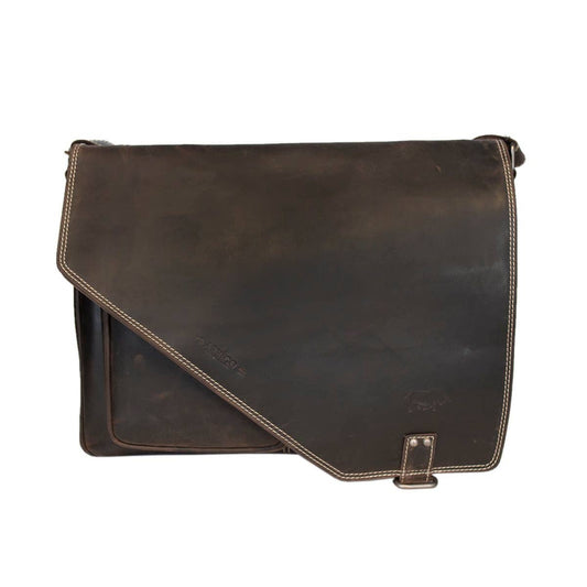 Buffalo Leather Laptop Bag – Spacious with Double Magnetic Flap Closure
