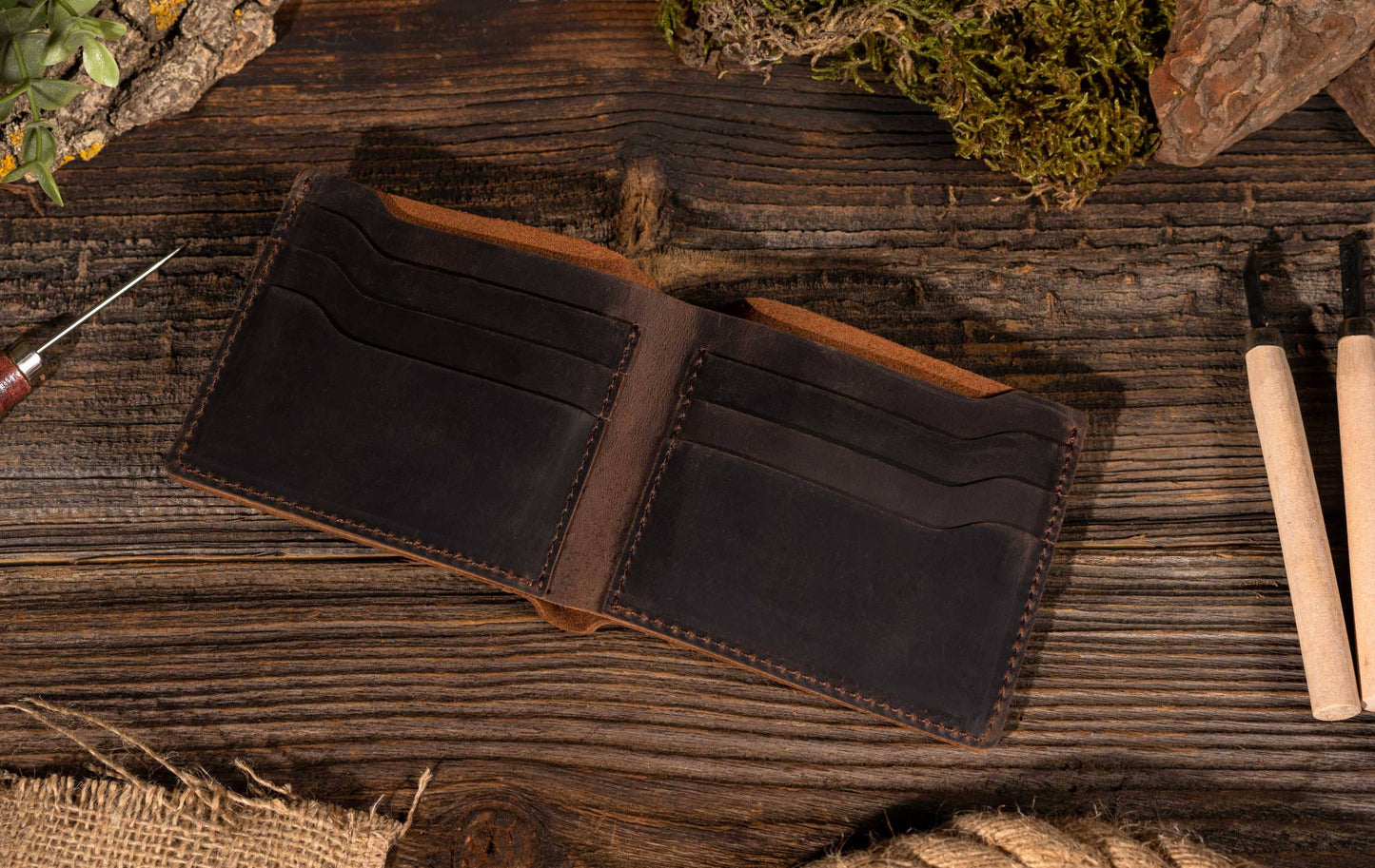 Genuine Leather Bifold Wallet – Cowhide Leather