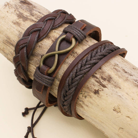 Brown Vegan Leather Braided Bracelet