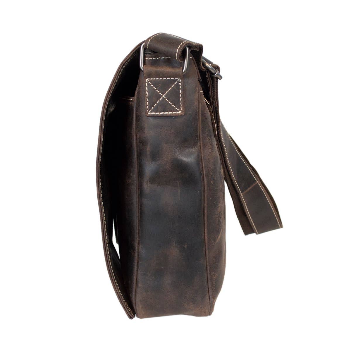 Buffalo Leather Laptop Bag – Spacious with Double Magnetic Flap Closure