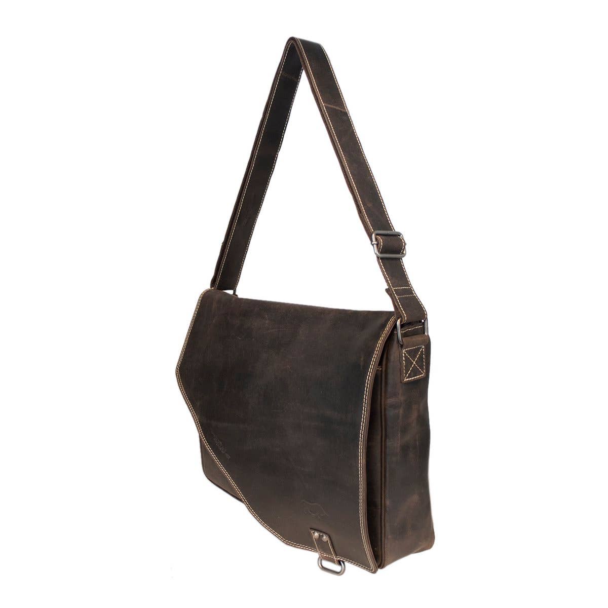 Buffalo Leather Laptop Bag – Spacious with Double Magnetic Flap Closure