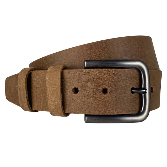 Italian Leather Brown Belt with Silver Buckle