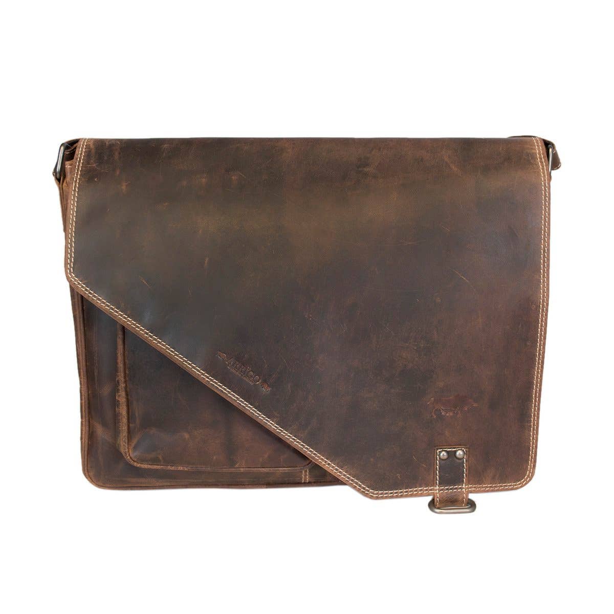 Buffalo Leather Laptop Bag – Spacious with Double Magnetic Flap Closure