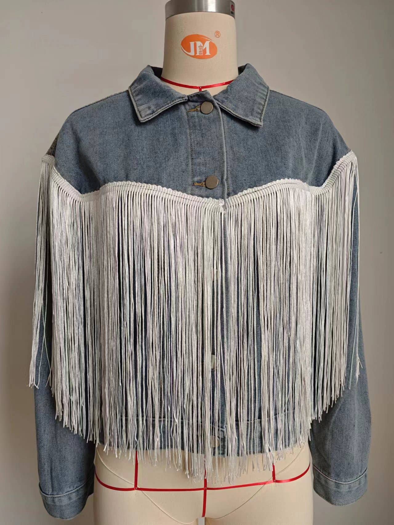 DENIM JACKET WITH FRINGE