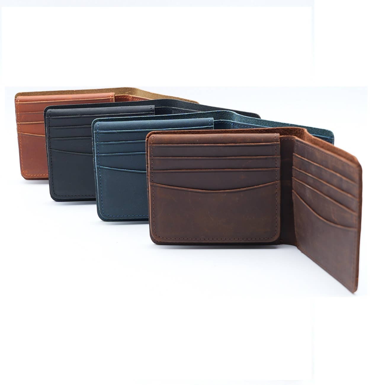 Men’s Leather Bifold Wallet – Top Grain Leather with Flap Out ID Holder