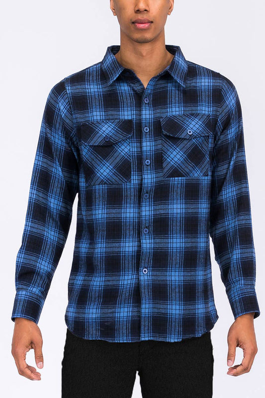 Full Checkered Long Sleeve Flannel Button