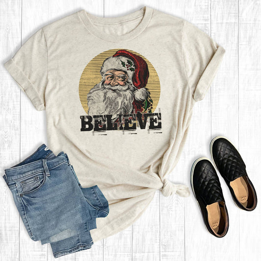 Vintage Santa Believe Tshirt