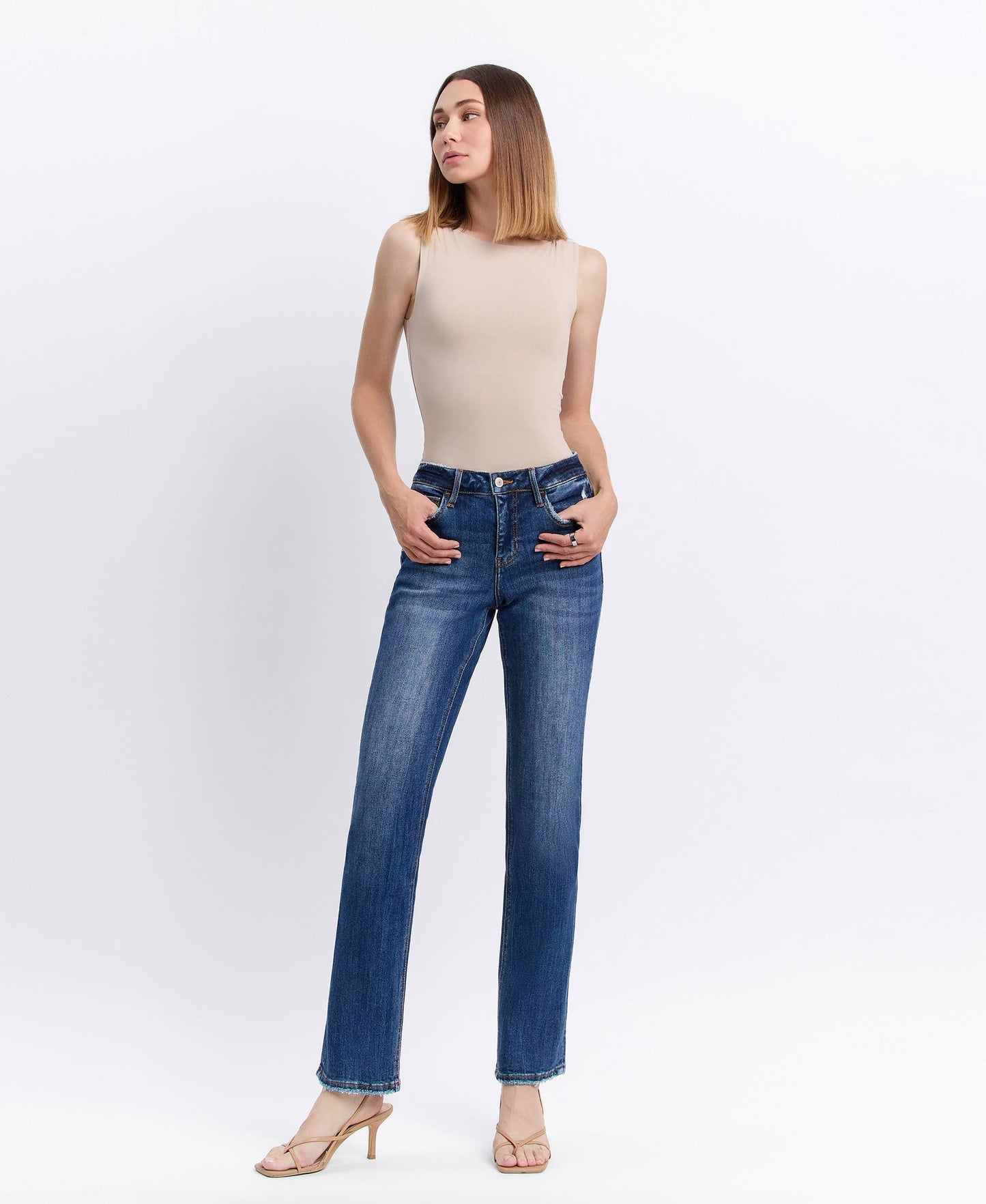 Lovervet by Vervet – Mid Rise Dark Wash Straight Jeans