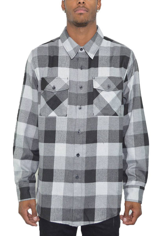 Full Checkered Long Sleeve Flannel Button Shirt