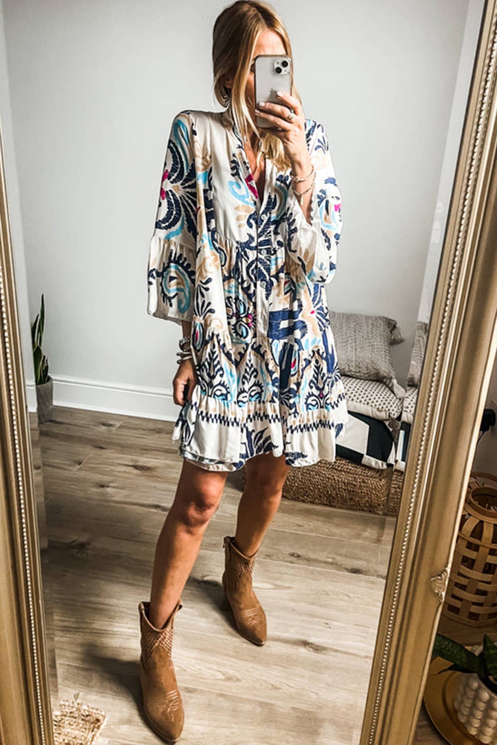 Holiday Style Loose Casual Floral Dress – Flowy & Comfortable