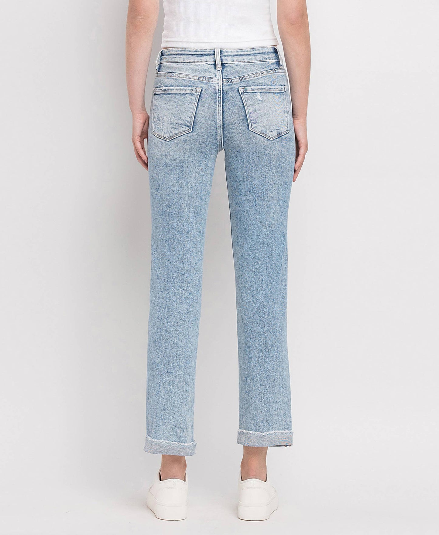 Lovervet by Vervet Tummy Control High Rise Cuff Slim Straight Jeans