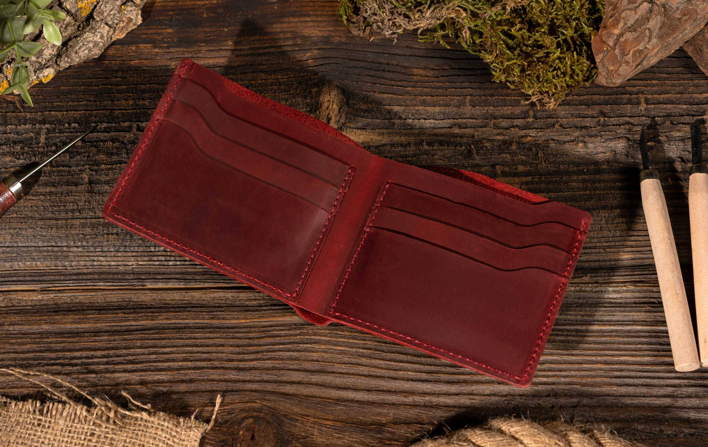 Genuine Leather Bifold Wallet – Cowhide Leather