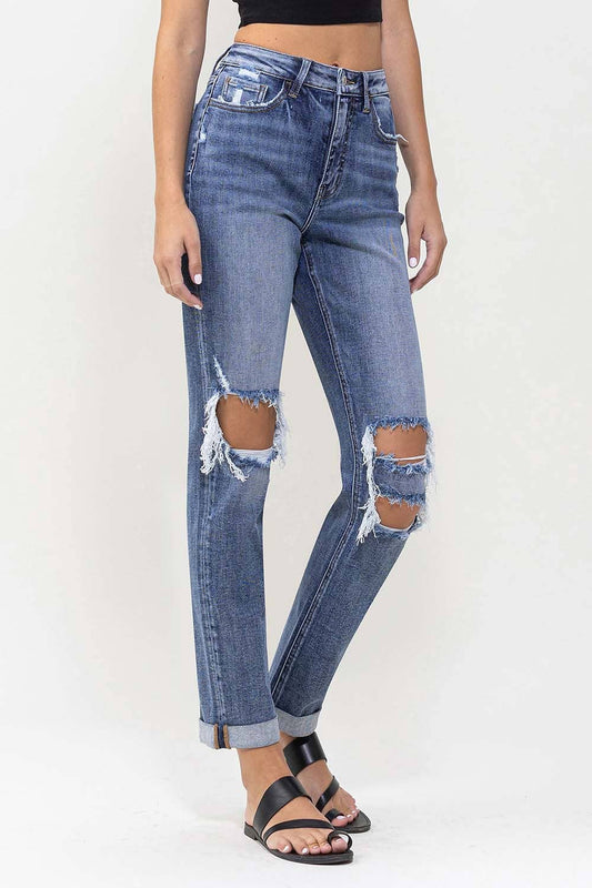 Lovervet by VERVET High Rise Double Cuffed Boyfriend Jeans