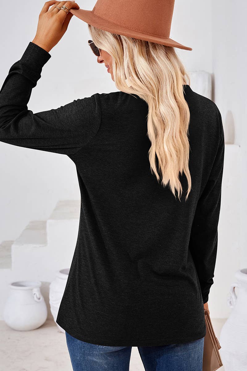 Women’s Buttoned V-Neck Casual Tee