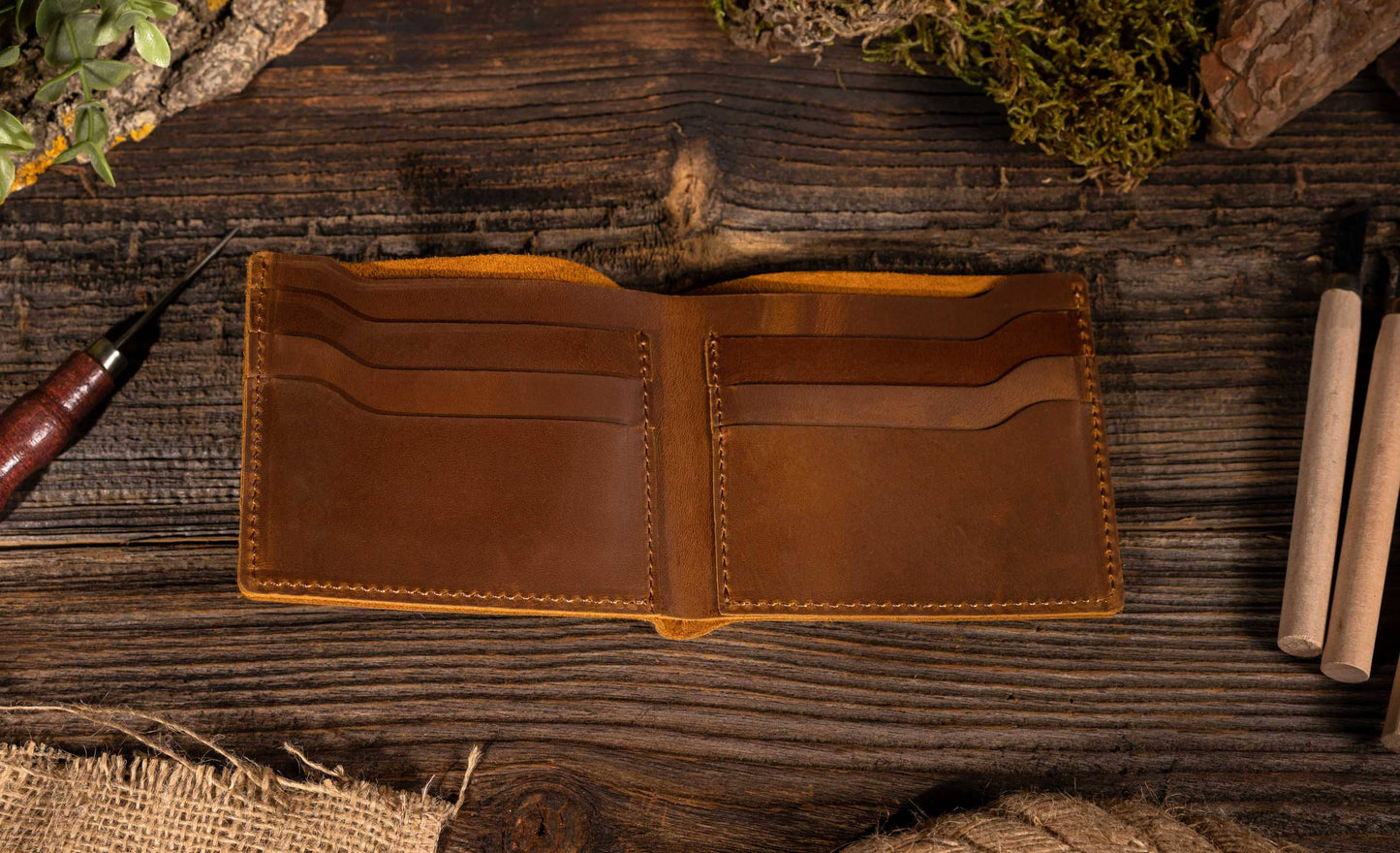 Genuine Leather Bifold Wallet – Cowhide Leather